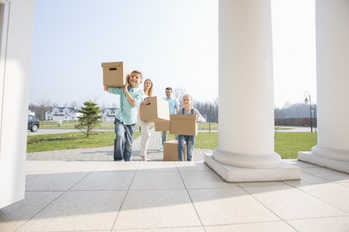 Commercial relocation transport using a moving van near Tower Hill