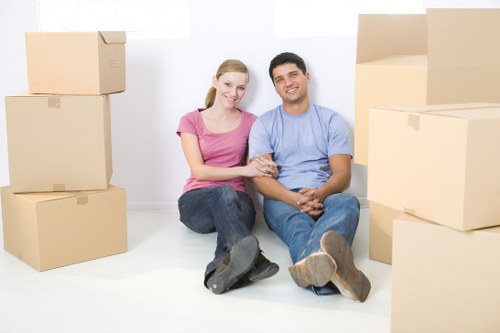 Packed boxes and furniture ready for a Tower Hill home move