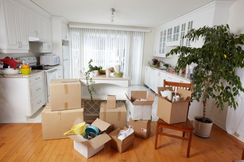Furniture and household items prepared for a Tower Hill move