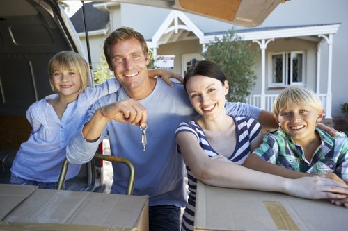 Packing boxes and furniture for removals van transport